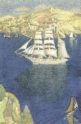 Joseph E.Southall The White Barque at Fowey oil